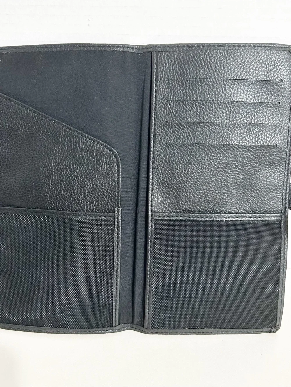 GoGo Travel Black Pebbled Leather Passport Checkbook Tab Closure Organizer Black